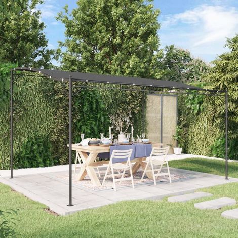 Auvent, Marquise auvent de porte, Abri banne entrée protection anthracite 4x3 m 180 g/m² tissu et acier LKOWF89032 (1/5)