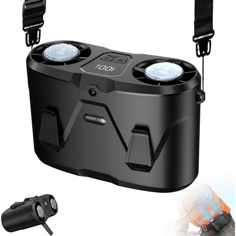 Ventilateur Rechargeable Double Moteur avec Lampe LED, Ventilateur Portable pour Voyage(Noir) (1/5)