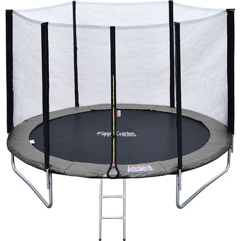 Cama elástica de 245cm reversible gris/rosa, Pack trampolín CANBERRA + red de seguridad + escalera + lona + kit de anclaje.