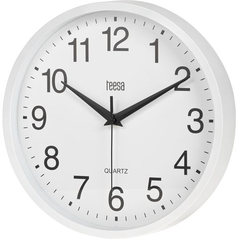 Horloge murale Teesa blanche moderne silencieuse de 25 cm