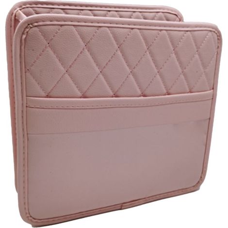 Sac de rangement multifonctionnel en cuir rose pour accessoires de voiture enfant (1/5)