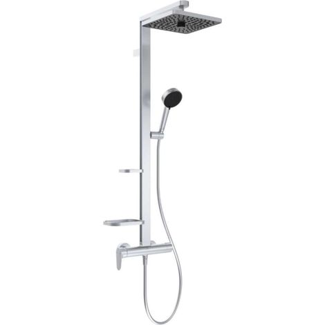 Ideal Standard Ceraflow ALU+ - Brauseset mit Armatur, 26x26 cm, 2 Strahlen, Silber BE204SI