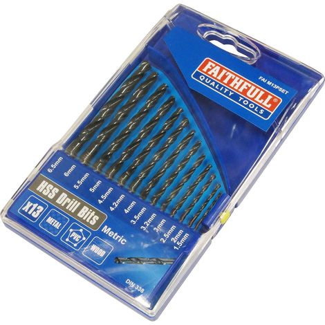Faithfull 13-Piece HSS Jobber Drill Bit Set (1.5-6.5mm) for Versatile Drilling Applications (1/2)