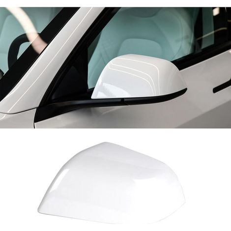 Spiegelabdeckung kompatibel mit Tesla Model 3 (2017, 2018, 2019, 2020, 2021, 2022, 2023). Linkes Außenspiegelgehäuse (Perlweiß). (1/4)