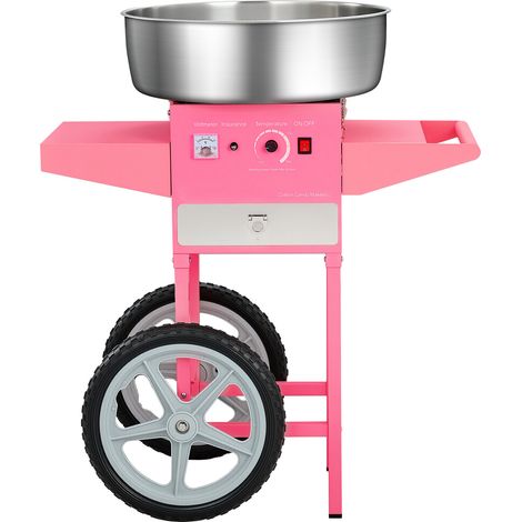 Mophorn Máquina eléctrica para hacer algodón de azúcar con carrito, 1000 W, incluye recipiente de acero inoxidable de 52 cm y cuchara, ideal para uso doméstico, rosa, 819 x 520 x 855 mm