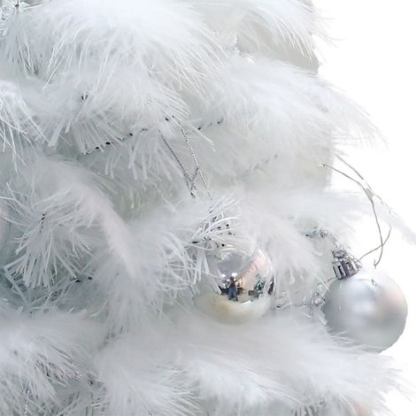 Sapin de Noël artificiel en plumes avec guirlande lumineuse, décoration de bureau pour Noël. (1/5)