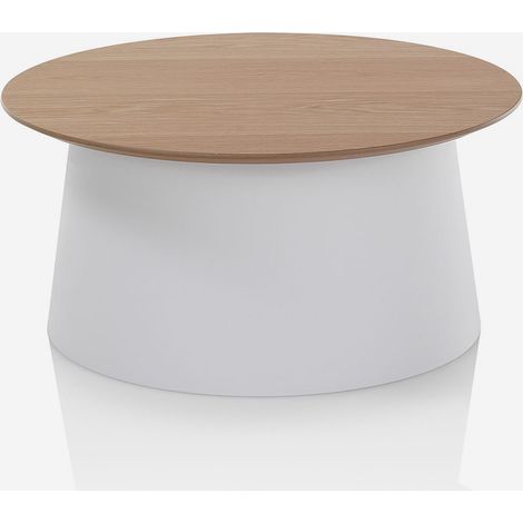 Tavolino da salotto rotondo con piano in MDF Marus B - Bianco