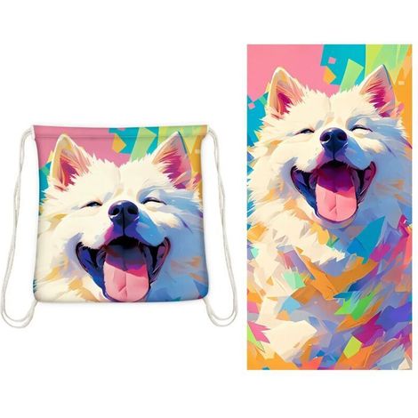 Serviette de piscine à séchage rapide, serviette de plage 2 en 1 Serviette de camping absorbante se replie dans un sac - Sac de rangement, pliable, 80 x 160 cm, convient pour la piscine, la salle de (1/5)