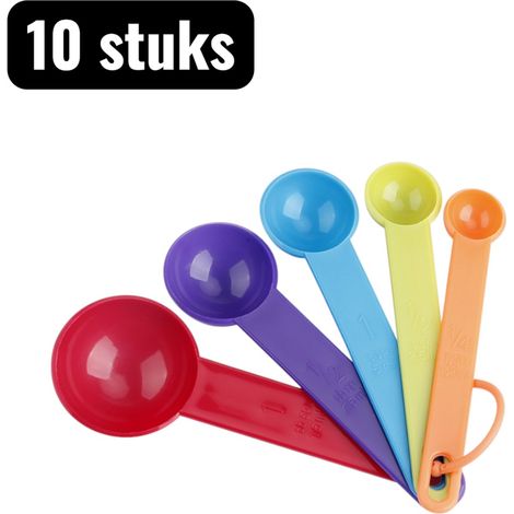 Lot de 10 tasses et cuillères à mesurer en plastique avec graduations pour farine sucre pâtisserie cuisine et préparations maison (1/4)