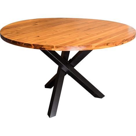 Esszimmertisch rund 120 cm cognacfarben Akazienholz ISABELLA (1/5)