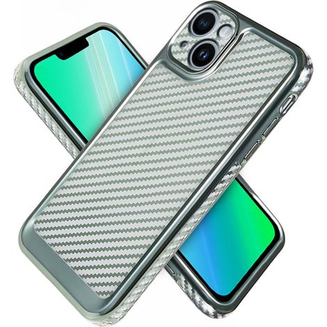 Cover sottile in fibra di carbonio per iPhone 14 Plus, verde (1/4)