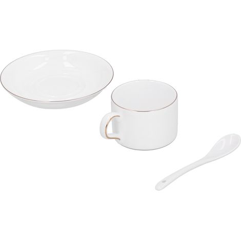 Vier-Tassen-Porzellan-Kaffeeservice mit Untertassen und Löffeln, Teebecher, Küchengeschenk, ideal für Zuhause (1/5)