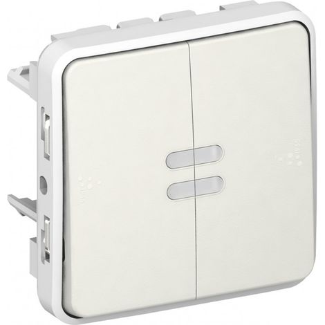 Interrupteur va-et-vient témoin 10A 250V blanc cablage sans neutre IP55 Plexo composable LEGRAND 069615 (1/2)