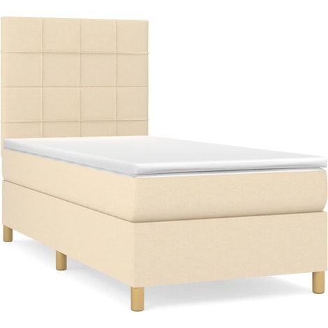 Maison Exclusive - Cama box spring con colchón tela color crema 1 (1/5)
