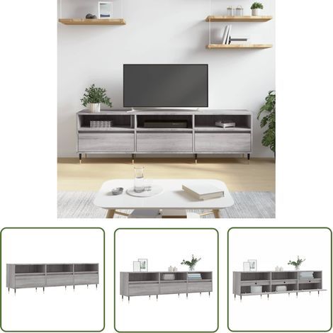 The Living Store Meuble TV sonoma gris 150x30x44,5 cm bois d'ingénierie - Meubles Tv - Meuble Tv - Buffet Tv - Banc Tv - Meuble Rangement (1/5)