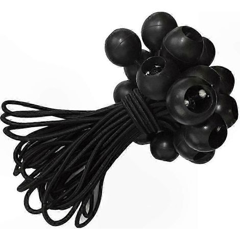 Hochelastische, dehnbare Zeltschnur, 15 cm lange schwarze Kugelbinder, 25er-Packung für Camping und Outdoor-Aktivitäten. (1/5)