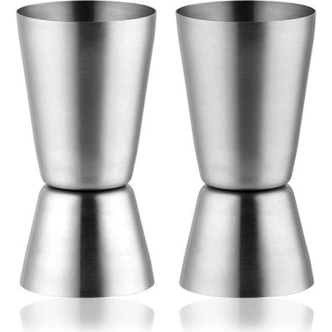 2 Pièces Cocktail Jigger, Doseur Cocktail 20/40 ml, Double Doseur à Cocktail en Acier Inoxydable, Doseur à alcool double,(Argent)wj (1/4)