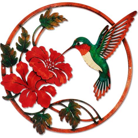 Décoration Murale Oiseau en Métal Ornements Muraux Décoratifs Oiseau en Métal pour la Décoration de la Maison (rouge) (1/5)
