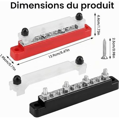 Barres de Distribution 12V-48V DC 150A, Bloc Distribution Électrique avec M6 et M4, Busbar avec Couvercle pour Voiture Bateau et Camping-Car Camion (1/4)
