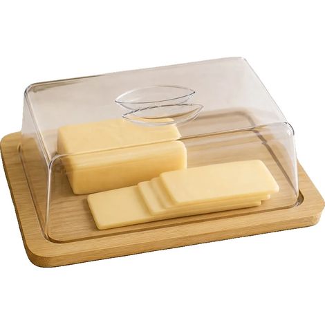 Garde-fromage, Bambou Naturel, Joint Hermétique, Multicolore, 19.5X24.5X8Cm (1/2)