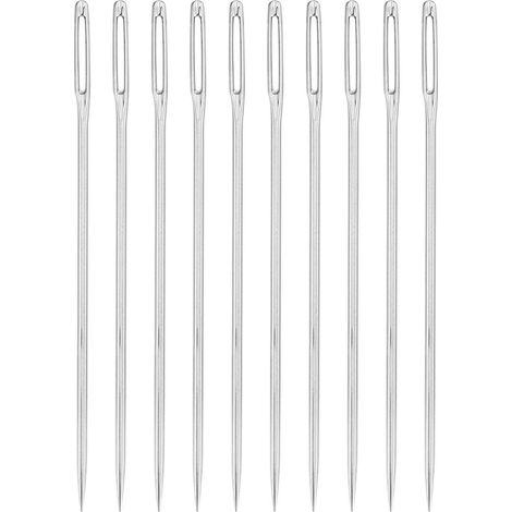 60 Stück Nähnadeln mit großem Öhr, 60mm, Hochkarbon Eisen, für Handnähen & Handwerk