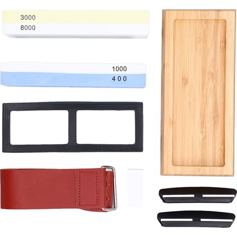 Pierre à aiguiser set 2 pierres, affûteur couteau 400/1000 et 3000/8000 grains, kit affûtage complet pour cuisine et outdoor, pierre de rasage double face, outil de meulage professionnel (1/5)