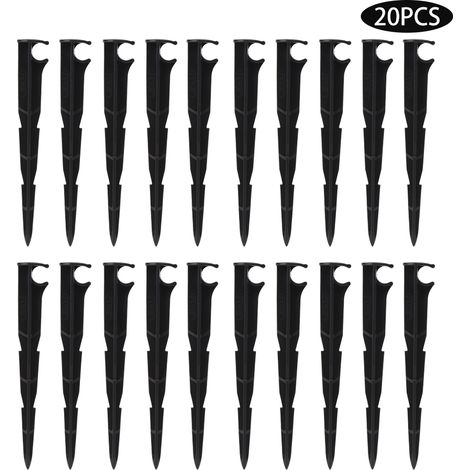 Lot de 20 Piquets Support Tuyau Arrosage Fixation Sol Plastique PP Noir pour Jardin Serre Agriculture Stabilisation Irrigation (1/5)