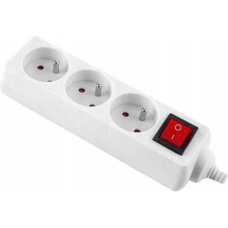 Multiprise - 3 Prises - Avec Interrupteur - Sans Câble - Pour Rallonge Électrique - Blanc