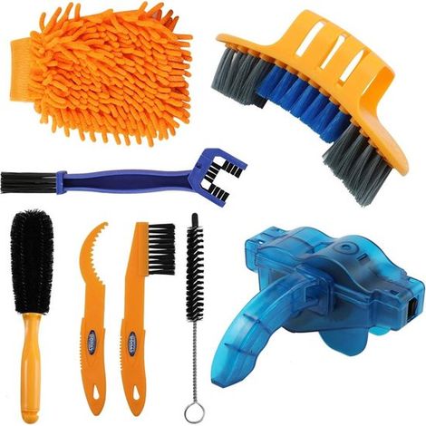 Juego de cepillos de limpieza de precisión para bicicletas - 8 piezas para todo tipo de bicicletas