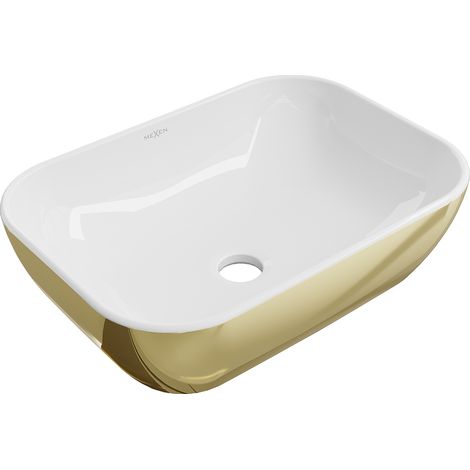 Mexen Rita Aufsatzwaschbecken 45 x 32 cm, Weiß/Gold - 21084506