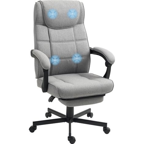 Chaise de bureau avec fonction de massage Fauteuil exécutif ergonomique avec repose-pieds inclinable gris (1/5)
