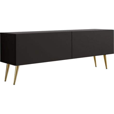 Meuble TV Suspendu, 100 × 34 × 32 cm, Noir Mat / Noir Brillant (1/5)