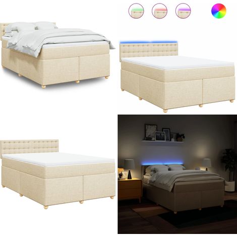 vidaXL Boxspringbett mit Matratze Creme 160x200 cm Stoff (1/5)