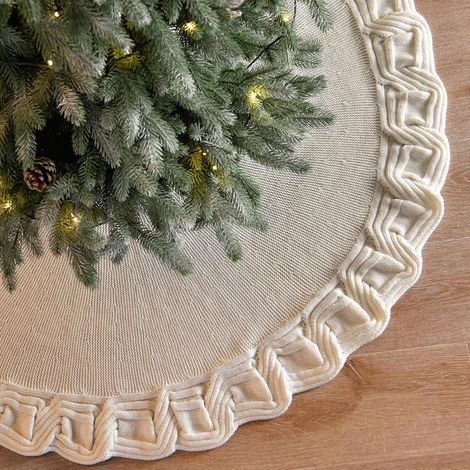Jupe de Sapin de Noël,122cm,Couvre‑Pied,Jupe Tricotée pour Sapin De Noël, Tapis de l'arbre de Xmas, Cache Pied Sapin de Noel, pour Décorations de Noel (1/5)