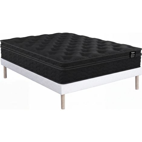 Set rete + materasso ibrido molle insacchettate, topper integrato e rivestimento nero sp. 30 cm 140 x 190 cm - GAMIANI di YSMÉE (1/5)