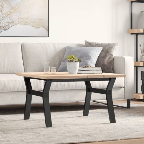 Couchtisch Y-Gestell 80x80x45,5cm Massivholz Kiefer & Stahl