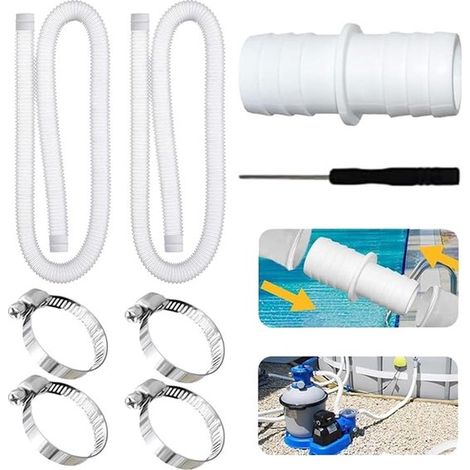 Tuyau piscine blanc 32 mm x 1,5 m compatible Bestway/Intex 300/530 GPH, flexible pour pompe filtre, chlore piscine