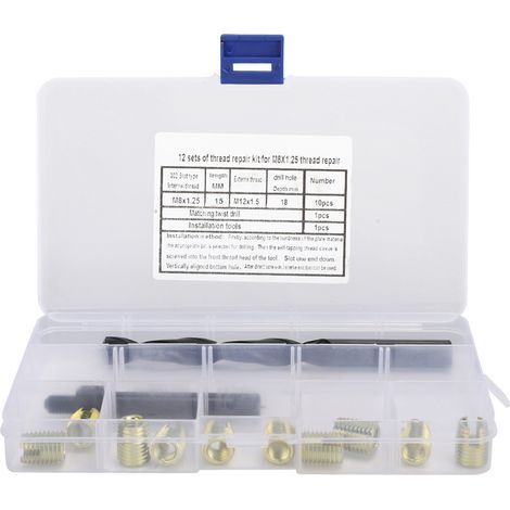 M8 x 1,25 Gewindereparaturset, 12-teiliges selbstschneidendes Einsatzwerkzeugset (1/5)