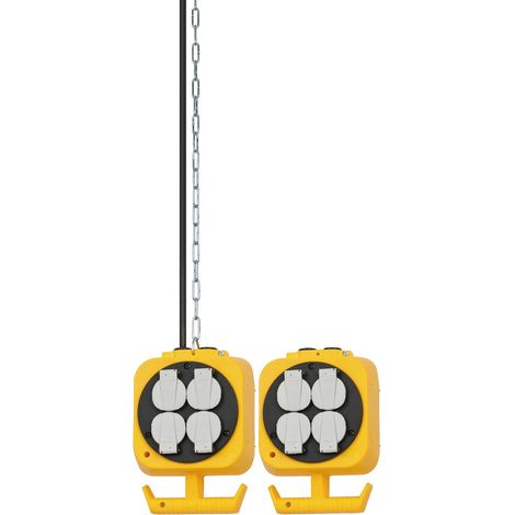 Brennenstuhl – Répartiteur de courant à pendule 16A – 8 prises 230V avec couvercles auto-fermant – Chaîne acier galvanisé 3m – Longueur câble 5m