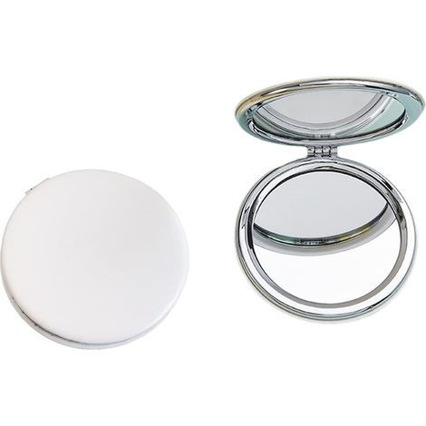 1 Miroir de maquillage pliant rond 6,7 cm double face grossissant cuir PU voyage