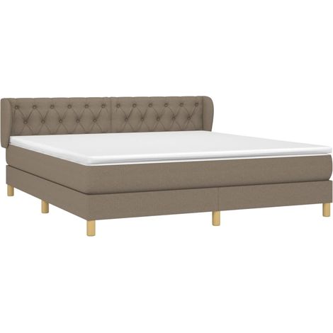 vidaXL Sommier à lattes de lit avec matelas Taupe 160x200 cm Tissu (1/5)