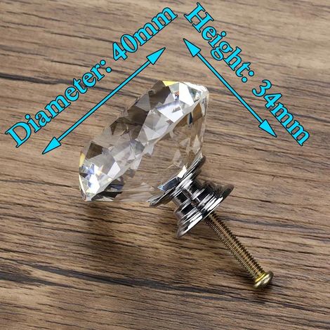 (Ensemble de 4 pièces) Boutons en cristal en forme de diamant, poignées de meubles, quincaillerie