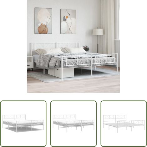 vidaXL Lit métallique - Cadre de lit métal sans matelas et pied de lit blanc 183x213 cm (1/5)