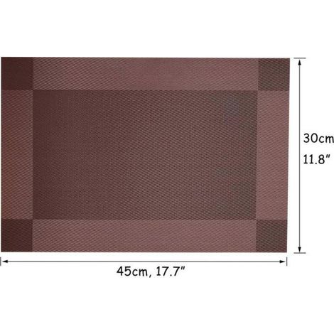 Set De Table - PVC - 30 X 45 Cm - Résistant À La Chaleur - Marron - Lot De 4 (1/5)