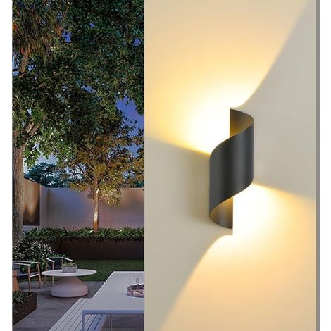 Aplique LED de pared impermeable IP65 de 10 W y 3000 K – Aluminio negro – Iluminación ascendente y descendente para entrada, jardín y pasillo – 600 lúmenes (1/5)