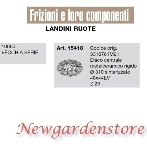 Disco de embrague 15418 LANDINI tractor 10000 serie antigua 310mm 48x44EV Z23