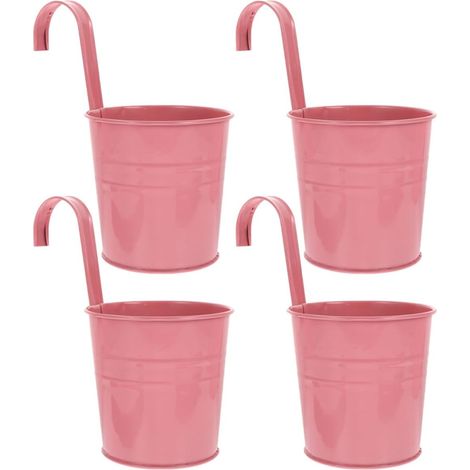 Ciieeo Lot de 4 pots fleurs suspendus en fer avec crochet amovible et trou drainage (1/5)