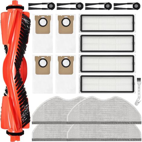 Pièces de Rechange pour Xiaomi H40 OV51 aspirateur Accessoires,1 brosse principale, 4 serpillières, 4 Filtre de rechange, 4 sacs à poussière, 4 brosses latérales,1 brosse de nettoyage (1/5)