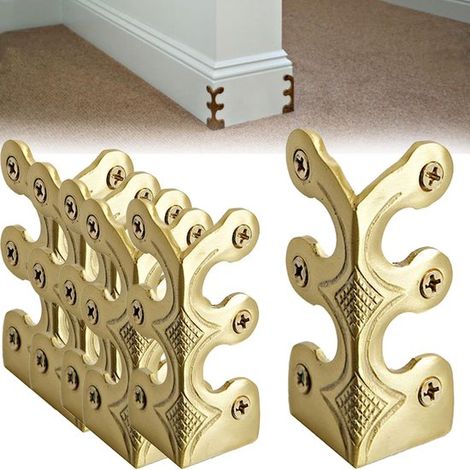 Juego de 12 piezas de protectores de esquina para zócalos de latón macizo，soportes de seguridad con tornillos (color dorado) (1/4)
