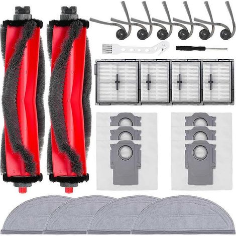 Kit d'accessoires pour aspirateur robot Roborock Q10 S5/Q10 S5+ : brosses latérales principales, filtre HEPA, lingettes de nettoyage et sacs à poussière. (1/5)